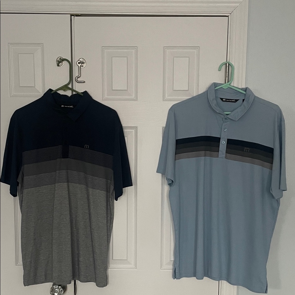 TravisMathew Two-Pack Polo Set - Navy & Light Blue Striped